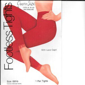 Queen Size Footless Tights w Lace Capri PURPLE / Up to 250 lbs New!